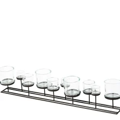 Eisen Windlicht Lincoln hoch, 10 Gläser in unterschiedlichen Größen, 100cm, WMG Grünberger