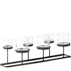 Eisen Windlicht Lincoln hoch, 6 Gläser in unterschiedlichen Größen, 50cm, WMG Grünberger