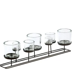 Eisen Windlicht Lincoln hoch, 7 Gläser in unterschiedlichen Größen, 70cm, WMG Grünberger