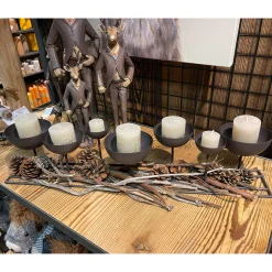 Eisen Windlicht Lincoln hoch, 7 Schalen in unterschiedlichen Größen, 70cm, WMG Grünberger