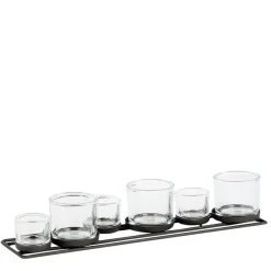 Eisen Windlicht Lincoln nieder, 6 Gläser in unterschiedlichen Größen, 50cm, WMG Grünberger