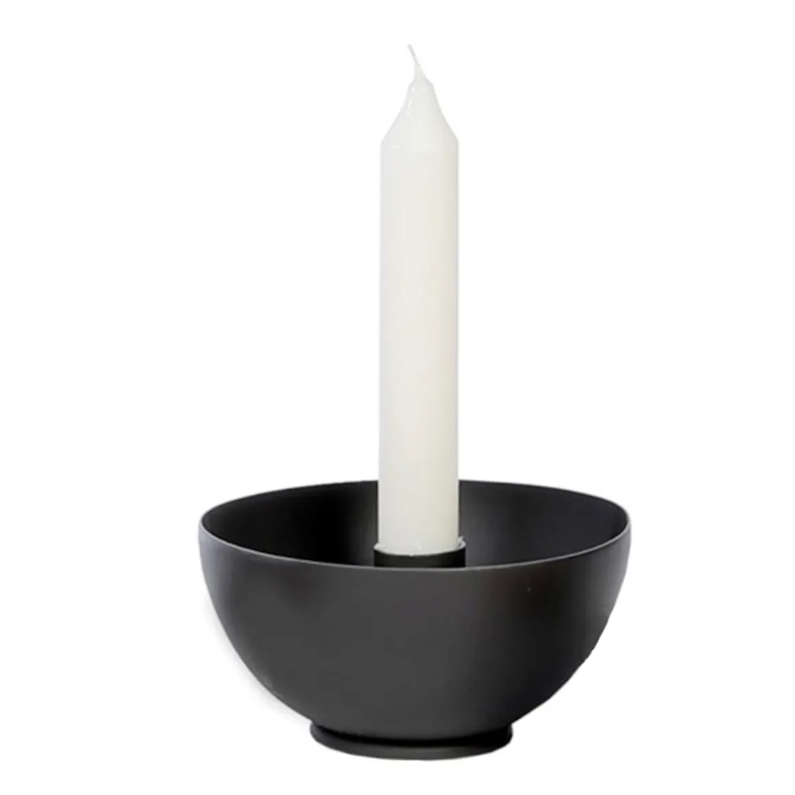 Eisen Windlicht Sirius, Eisenschale mit Stabkerzenhalter, 6x15cm, dunkles grau-schwarz, WMG Grünberger