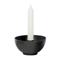 Eisen Windlicht Sirius, Eisenschale mit Stabkerzenhalter, 6x15cm, dunkles grau-schwarz, WMG Grünberger