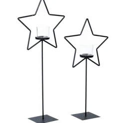 Eisen Windlicht Stern, Weihnachtsstern auf Metallständer, 80cm, WMG Grünberger