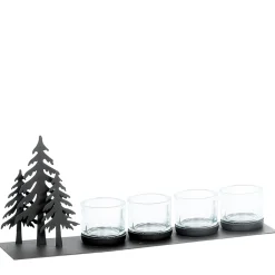 Eisen Windlicht Tanne, Eisentannen mit 4 Teelichtgläser, 20x40cm, WMG Grünberger
