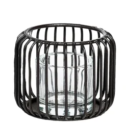 Eisen Windlicht Pino, Kerzenhalter schwarz, 10x12cm, WMG Grünberger