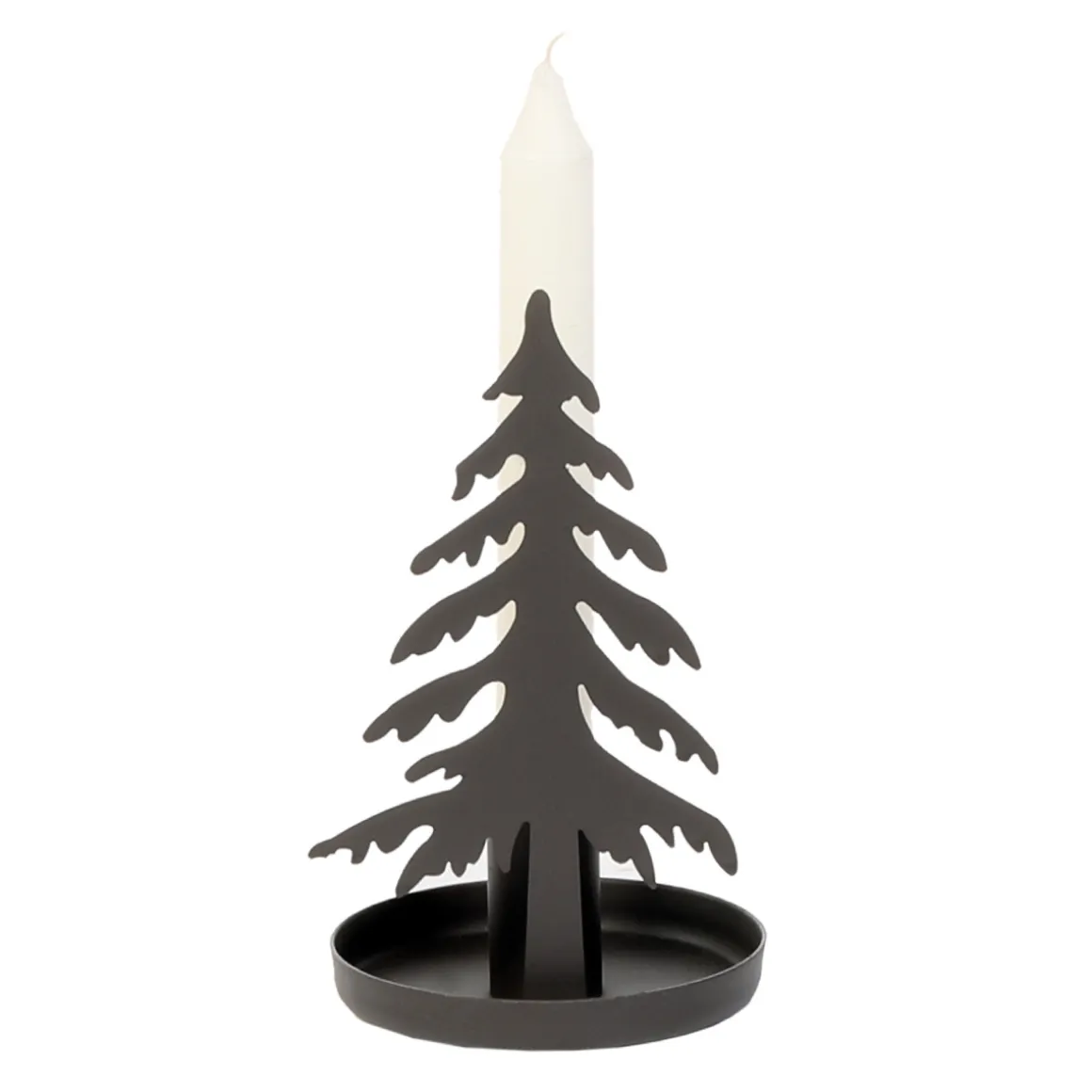 Eisen Leuchter Tannenbaum Burton, Kerzenhalter Tannenbaum mit Schale, 15cm, WMG Grünberger