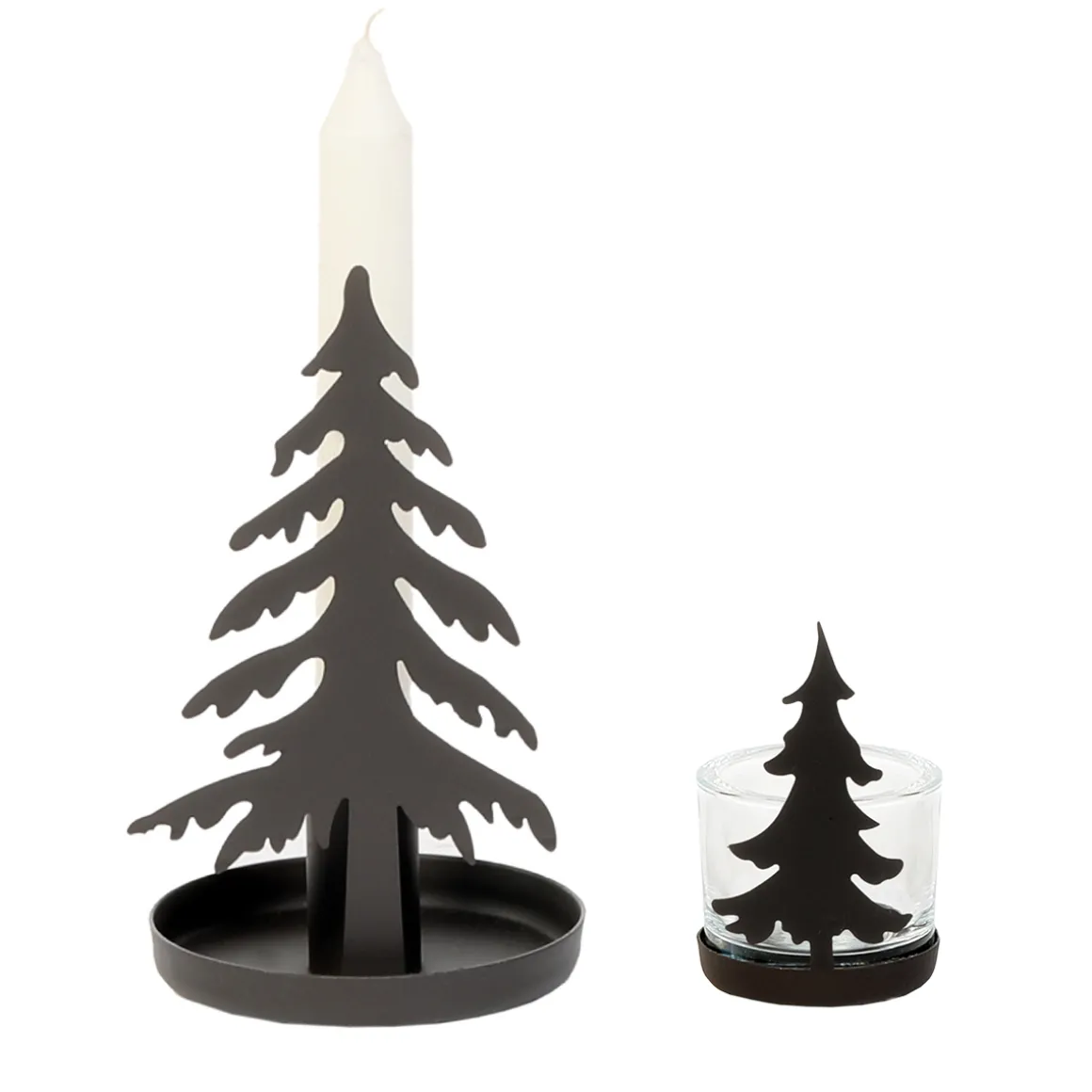 Eisen Leuchter Tannenbaum Burton, Kerzenhalter Tannenbaum mit Schale, 15cm, WMG Grünberger