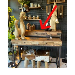 Eisen-Naturholz Konsole Victoria, rustikale Altholz Konsole mit 3 Schubladen auf Eisengestell, 90x11