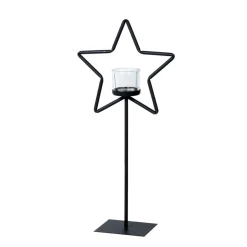 Eisen Windlicht Stern, Weihnachtsstern auf Metallständer, 50cm, WMG Grünberger