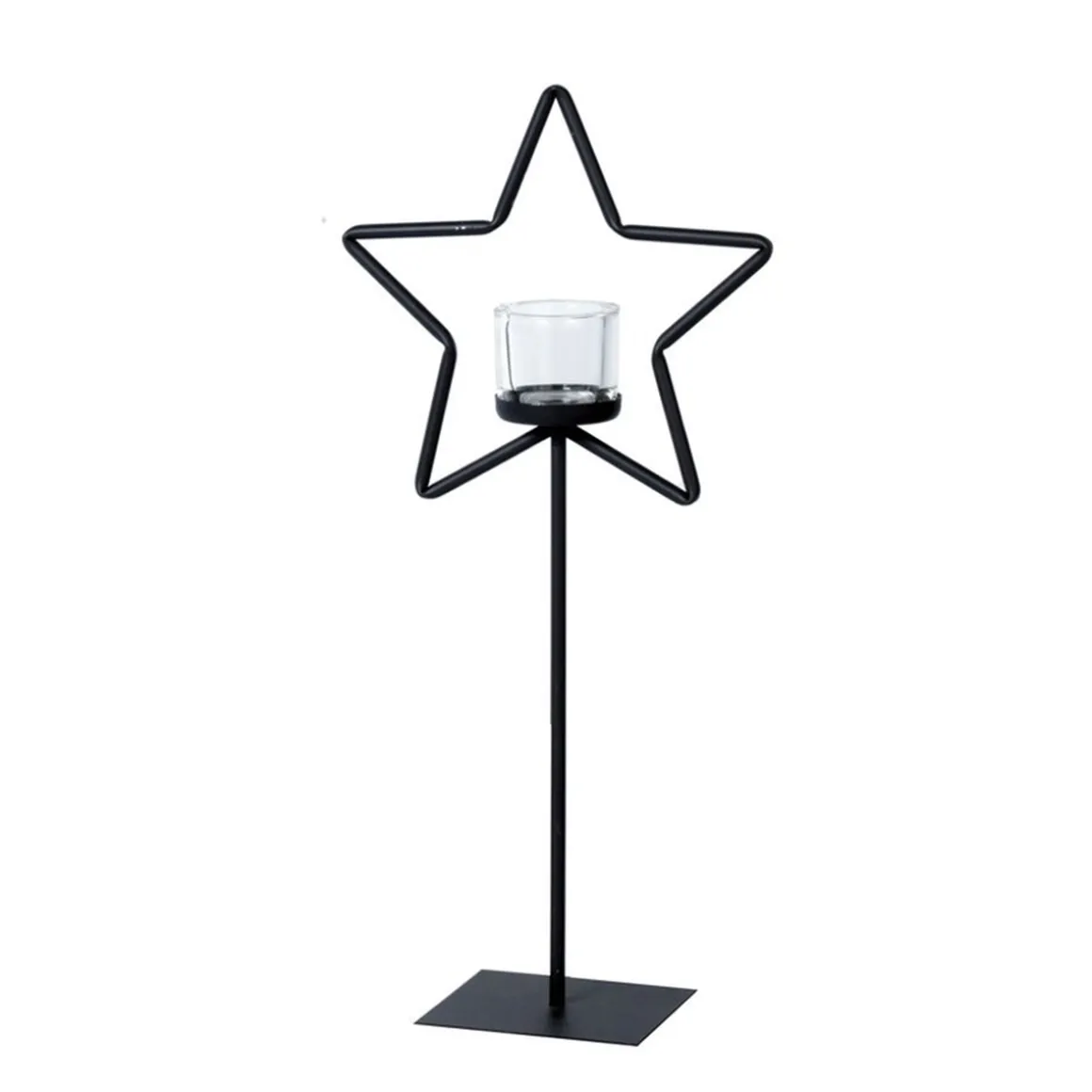 Eisen Windlicht Stern, Weihnachtsstern auf Metallständer, 50cm, WMG Grünberger