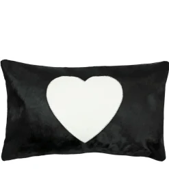 Fellkissen Herz, Kuhfell mit Herzapplikation, schwarz, 30x50cm, Mars & More