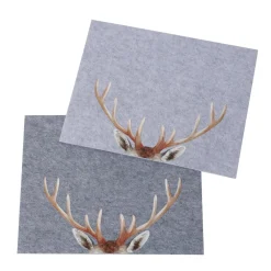Filz Tischset Hirsch Aspen, Hirschgeweih, hellgrau, 45x35cm, Boltze Home Collections