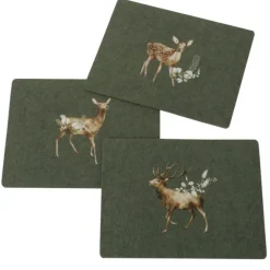 Filz Tischset Hirsch Luca, Bambi mit Blumen, 45x35cm, Boltze Home Collections