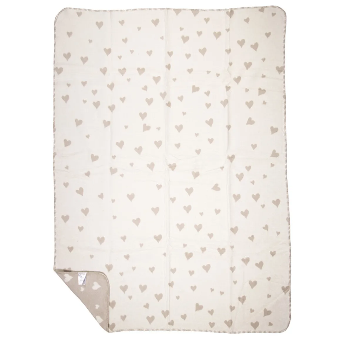 Fleecedecke Herz, Wendedecke mit kleinen und großen Herzen, creme-beige, 130x180cm, Mars & More