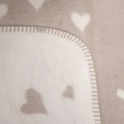 Fleecedecke Herz, Wendedecke mit kleinen und großen Herzen, creme-beige, 130x180cm, Mars & More