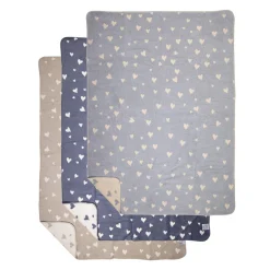 Fleecedecke Herz, Wendedecke mit kleinen und großen Herzen, creme-beige, 130x180cm, Mars & More