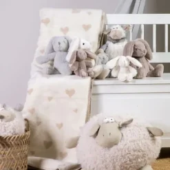 Fleecedecke Herz, Wendedecke mit kleinen und großen Herzen, creme-beige, 130x180cm, Mars & More