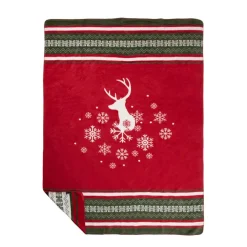 Fleecedecke Hirsch, Wendedecke Hirsch und Eiskristalle, 150x200cm, Mars & More
