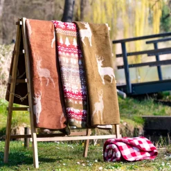 Fleecedecke Karo, Wendedecke Plaid kariert rot-weiß, 150x200cm, Mars & More