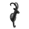 Garderobenhaken Steinbock Ali, Steinbockkopf aus schwarzem Metall, 21cm, Boltze Home Collections