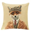 Gobelin Kissen Fuchs, Jäger Fuchs mit Schildmütze, 45x45cm, Mars & More