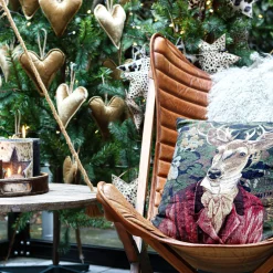 Gobelin Kissen Hirsch, Baron Hirsch bordeaux, 45x45cm, Mars & More