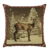 Gobelin Kissen Hirsch, Winterhirsch, roter Rand, 45x45cm, Mars & More