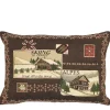 Gobelin Kissen Ski, Alpen und Berghütten, braun-beige, 30x45cm, Mars & More
