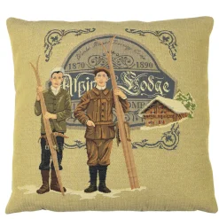 Gobelin Kissen Skifahrer Nostalgie, Alpine Lodge, 45x45cm, Mars & More