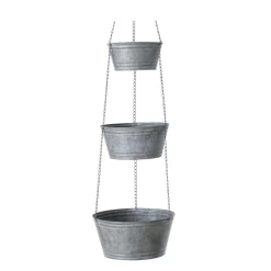Hängeetagere Patino, Etagere aus Zink, 3 Pflanztöpfe, 115cm, Boltze Home Collections