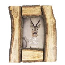 Holz Bilderrahmen, rustikaler Holzrahmen Baumstamm, 31x26cm, Mars & More