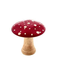 Holz Fliegenpilz, rot/weiß, 9x10cm, Mangoholz