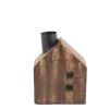 Holz Kerzenhalter Haus mit 2 Fenster, kleiner rustikaler Kerzenhalter Haus, Stabkerzenhalter, 9cm