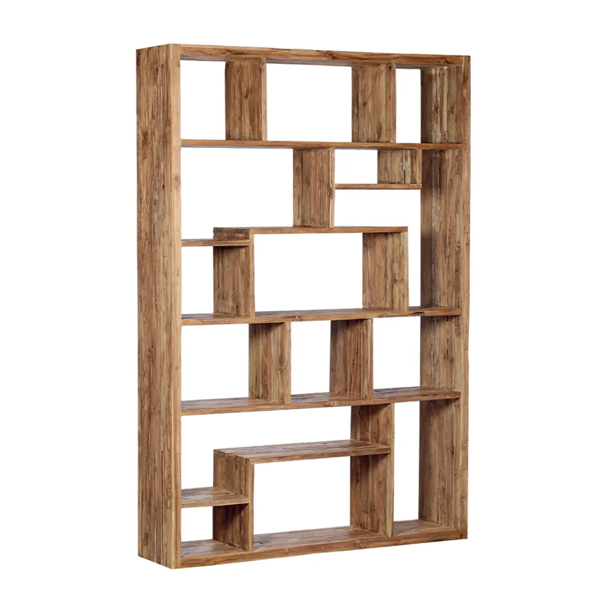 Holz Regal Manglam, massives Teak Regal mit unterschiedlich großen Fächern, WMG Grünberger