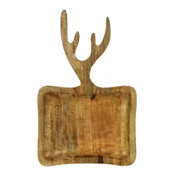 Holz Schneidebrett mit Geweih, Holzbrett Geweih, 28x45cm, Mars & More