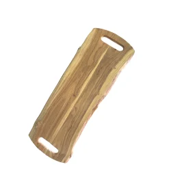 Holzbrett Akazie, Serviertablett mit 2 Eingriffe, 60x22cm