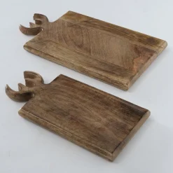 Holzbrett Hirsch Vaasa, Holz Schneidebrett mit Geweih, 22x40cm, Mangoholz, Boltze Home Collections