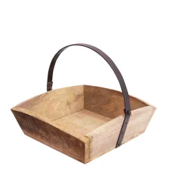 Holzkorb mit Henkel, Holzschale quadratisch, 30x30cm