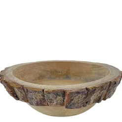 Holzschale Natur, rustikale Mangoschale mit Rinde, Ø22cm