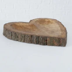 Holzschale Widdo Herzform, Naturholzschale mit Rinde, 16x16cm, Boltze Home Collections