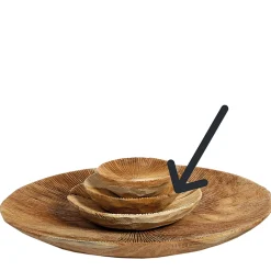 Holzschale Benoa Teak unfinish, rustikale Naturholzschale mit Maßerung, Ø15cm, WMG Grünberger