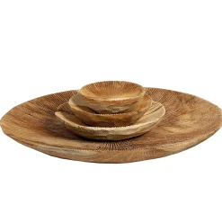 Holzschale Benoa Teak unfinish, rustikale Naturholzschale mit Maßerung, Ø30cm, WMG Grünberger