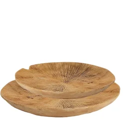 Holzschale Benoa Teak unfinish, rustikale Naturholzschale mit Maßerung, Ø35cm, WMG Grünberger