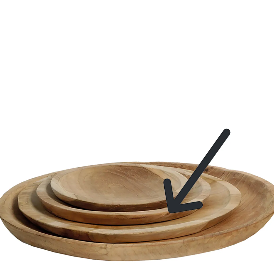 Holzschale Teak unfinish, rustikale Naturholzschale, runder Holzteller, Ø25cm, WMG Grünberger