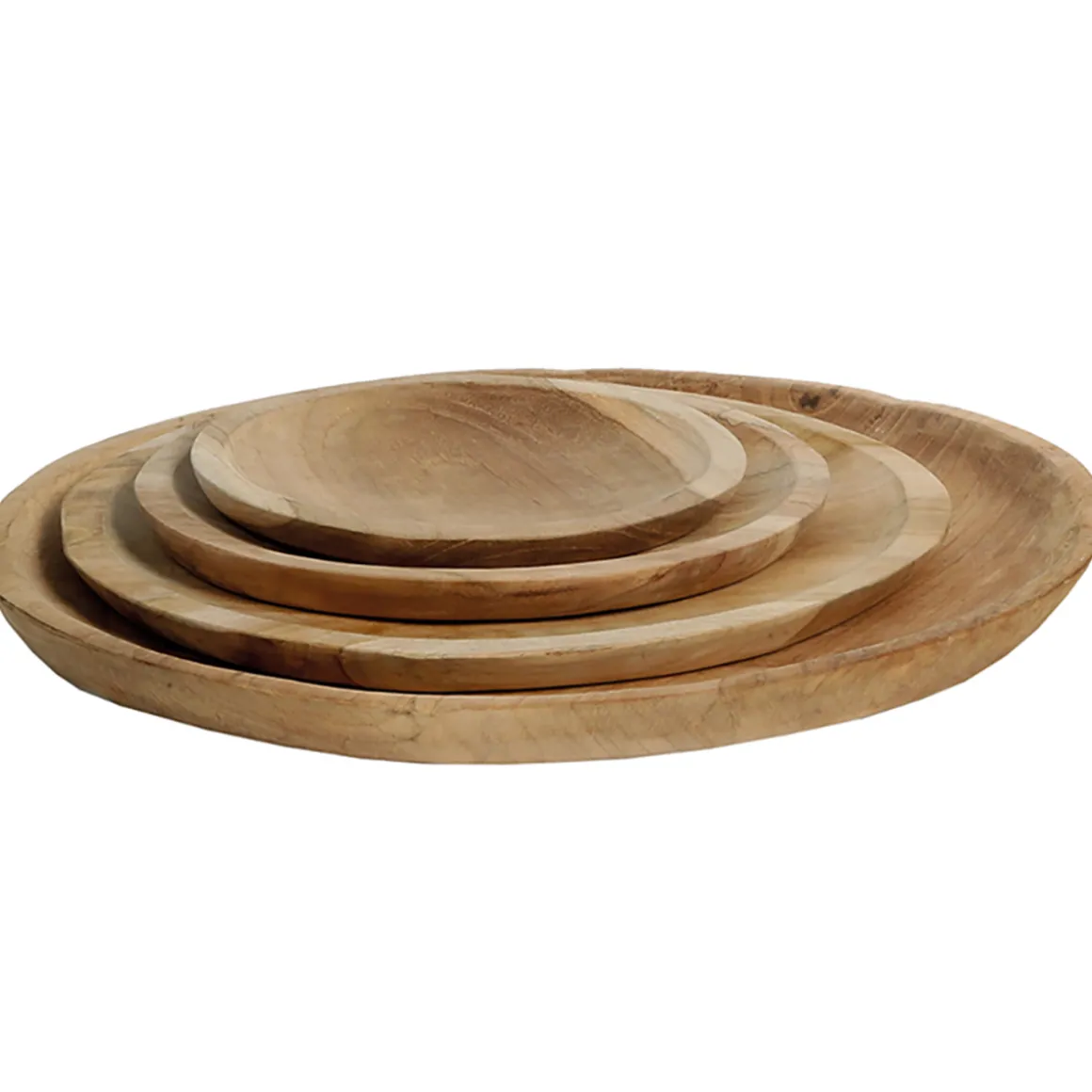 Holzschale Teak unfinish, rustikale Naturholzschale, runder Holzteller, Ø25cm, WMG Grünberger