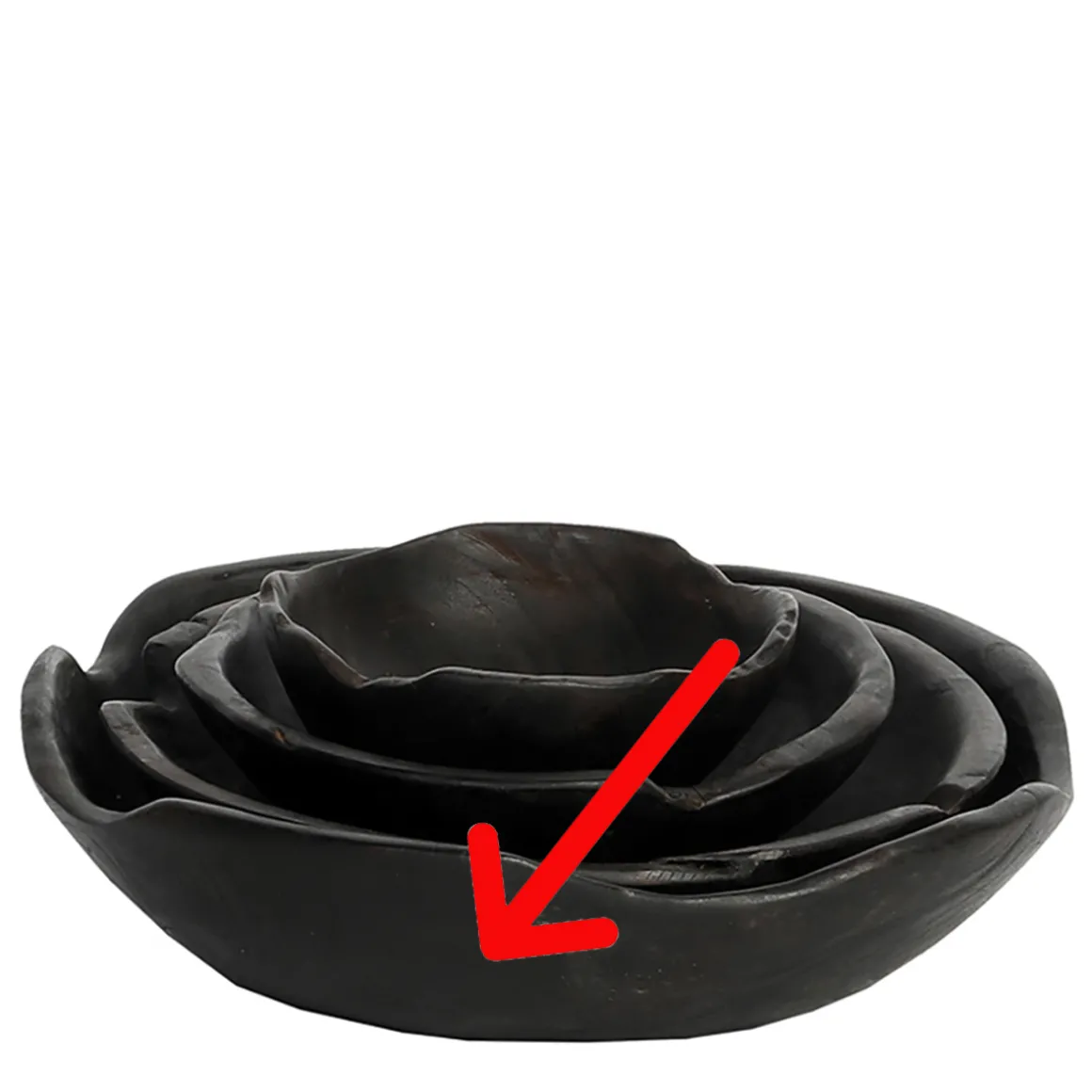 Holzschale Teak Organic black, rustikale schwarze Naturholzschale, Ø30cm, WMG Grünberger