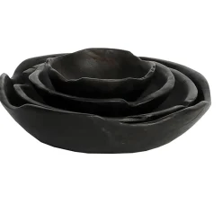 Holzschale Teak Organic black, rustikale schwarze Naturholzschale, Ø30cm, WMG Grünberger