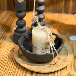 Holzschale Teak Organic black, rustikale schwarze Naturholzschale, Ø15cm, WMG Grünberger