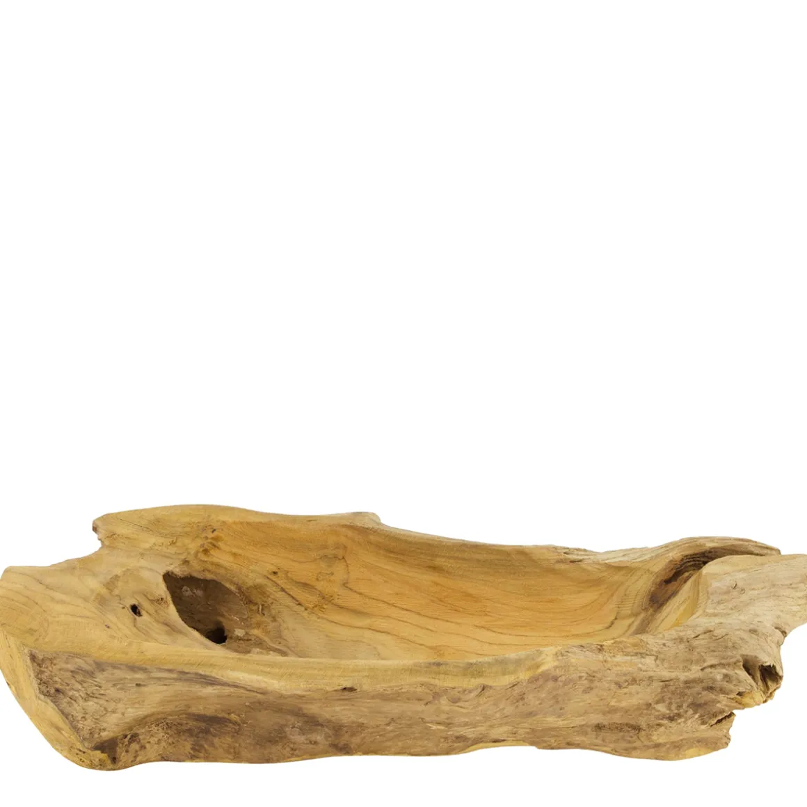 Holzschale Teak Rustikal, längliche Schale Teakholz natur, 46cm, DIJK Natural Collections